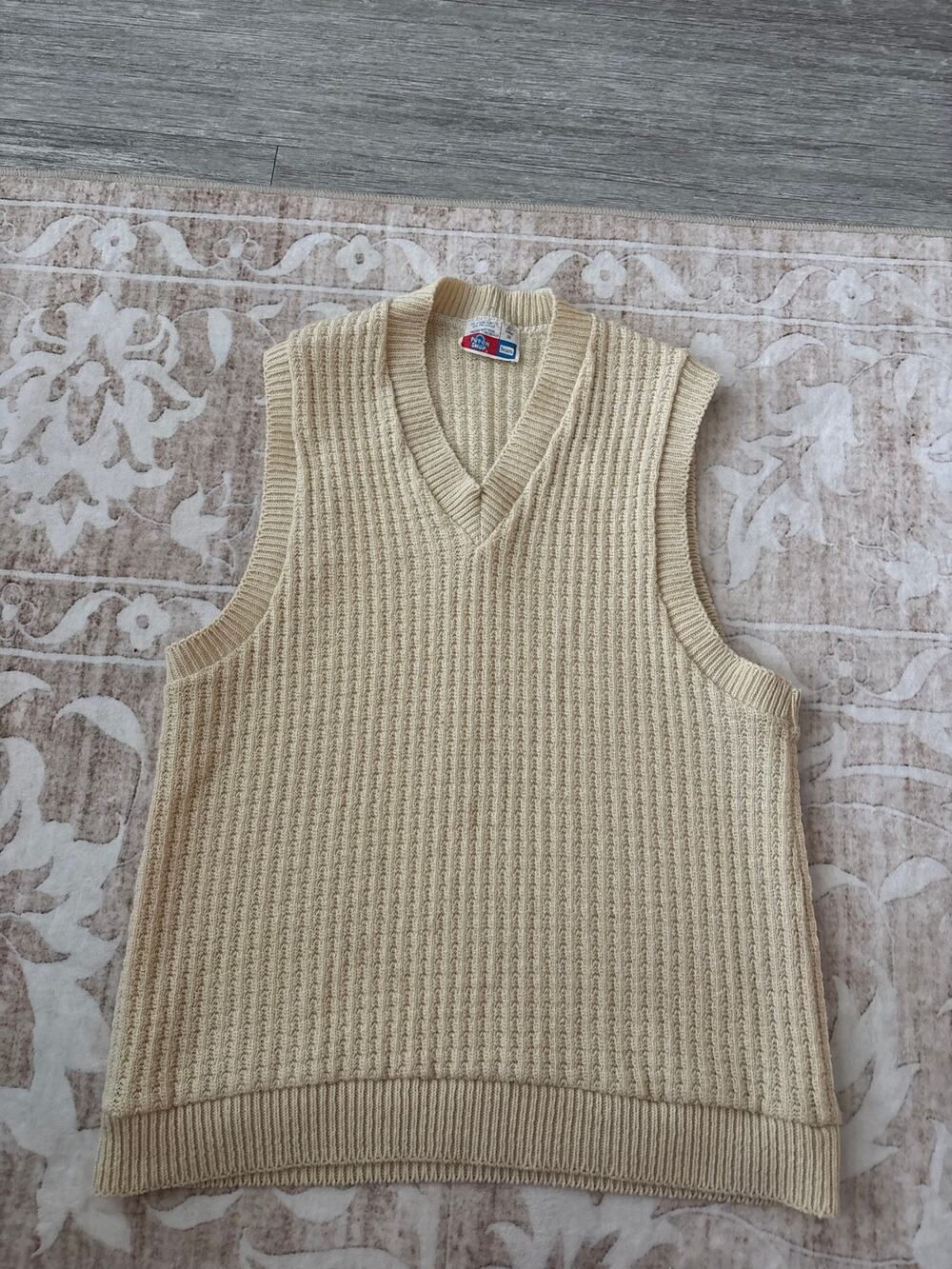 Vintage Sears Cream Colored Pulllover Sweater Vest